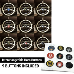 Large Horn Button 9 Pc Set for VW Steering Wheel Keychain - 6mm - aircooled - Part Number: LABKCHBSP2