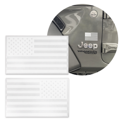 2x White Tactical American Military Flag Decal USA 5x3 in fits Jeep 4X4 Diesel - Part Number: VPASTKR015