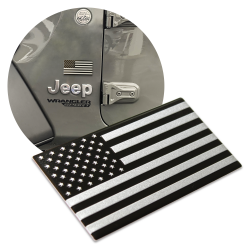 3D METAL Black / Silver American Flag Sticker Decal Emblem for Cars & Trucks  - Part Number: VPAE68