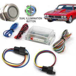 12V High Low Beam Dash Headlight Controller Switch Button with Indicator Light  - Part Number: AUTEC6