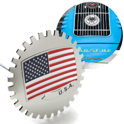 USA American Flag Metal Grill Badge Emblem Medallion Car Truck Metal Decal Sign - Part Number: AUTFGE08