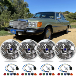 4PC 5-3/4" Round Tri-Bar Dot Halogen Headlight Set 1977-1978 Mercedes-Benz 280SE - Part Number: AUTDC280