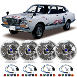 4PC 5-3/4" Round Tri-Bar Dot Headlight Conversion Set for 1977-1978 Nissan 810 - Part Number: AUTDC2B5