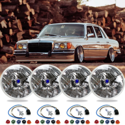 4PC 5-3/4" Round Tri-Bar Dot Car Headlight Set Kit 1973-1976 Mercedes-Benz 450SE - Part Number: AUTDC28C