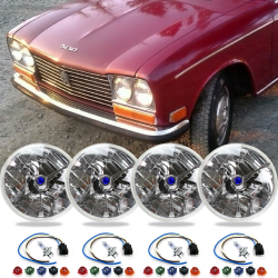 4PC 5-3/4" Round Tri-Bar Dot Headlight Conversion Set for 1971-1972 Peugeot 304 - Part Number: AUTDC2C7