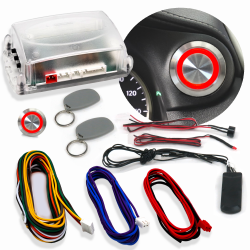 Red LED Illuminated Billet Push Button Car Engine Ignition Start 12V Kit w/ RFID - Part Number: AUTHFS1002R