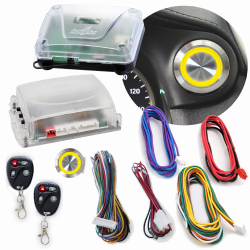 Yellow LED Billet Push Button Engine Start Stop Keyless Entry & Remote Start Kit - Part Number: AUTHFS1501Y