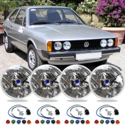 4PC 5-3/4" Round Tri-Bar Dot Halogen Headlight Set 1975-1981 Volkswagen Scirocco - Part Number: AUTDC326