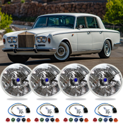 4PC 5-3/4" Round Tri-Bar Dot Headlight Set 1969-1976 Rolls Royce Silver Shadow - Part Number: AUTDC2FD