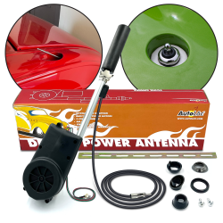 Frenched AM FM Car Radio Automatic Power Antenna Kit Electric Stainless Mast 12V - Part Number: AUTPACF