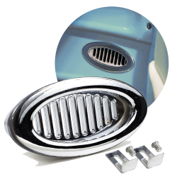 Billet Chrome Oval AC Air Conditioning Heater Dash Vent Universal Hood Louver - Part Number: ZIRBWAC