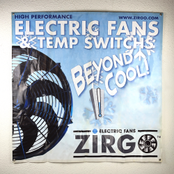 Zirgo Cooling Logo Printed Vinyl Banner - Blue & White, 48" x 48" (4' x 4') - Part Number: BANZ24