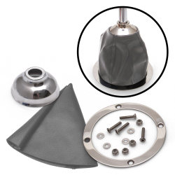 Vertical Shift or Emergency Brake Grey Boot, Silver Ring and Cap - Part Number: ASCSB101GYTR