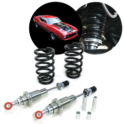 Mustang II Front Coilover Race Shock Set w/ 450 Lb Tapered Springs - Adjustable - Part Number: HEXSHX4