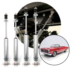 1964-1967 Mercury Cyclone Front & Rear Performance Shocks (4) Stem to Open T Bar - Part Number: HEX9BE040