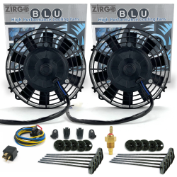 Zirgo Super Cool Pack 2 8" Performance Straight Blade Fans Temp Sensor Relay Kit - Part Number: ZIRZFK18N2