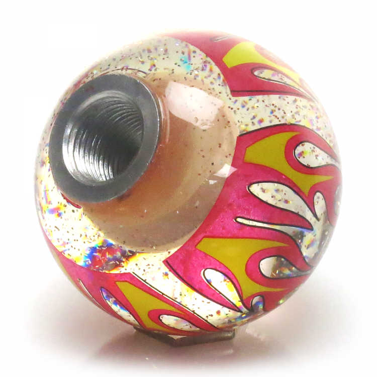 Yellow Classic Butterfly Blue Flame Metal Flake with M16 x 1.5 Insert American Shifter 297581 Shift Knob