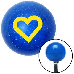 Yellow Fat Outlined Heart Blue Metal Flake Shift Knob w/ M16x1.5 Insert Shifter - Part Number: ASCSNX18346