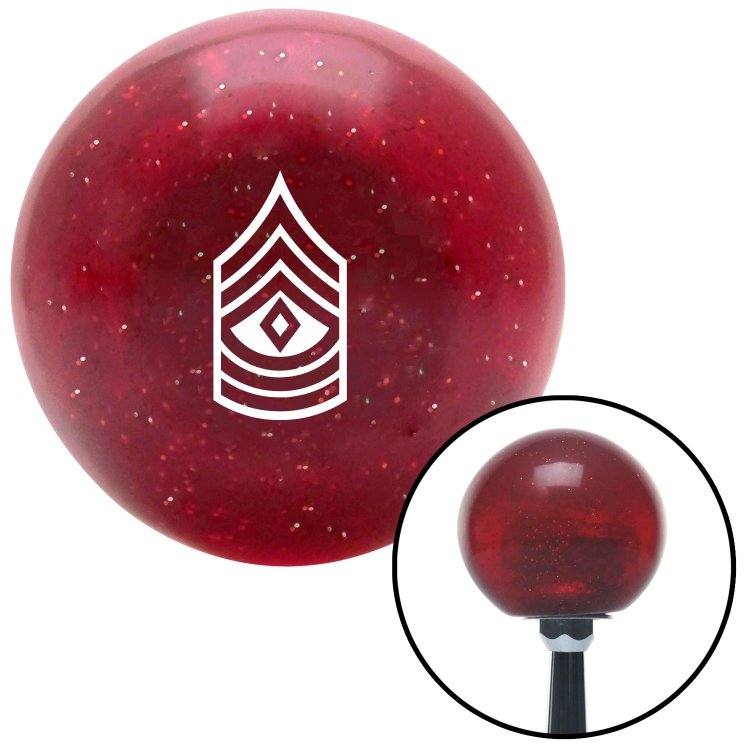 American Shifter 58023 Red Metal Flake Shift Knob with 16mm x 1.5 Insert White First Sergeant 