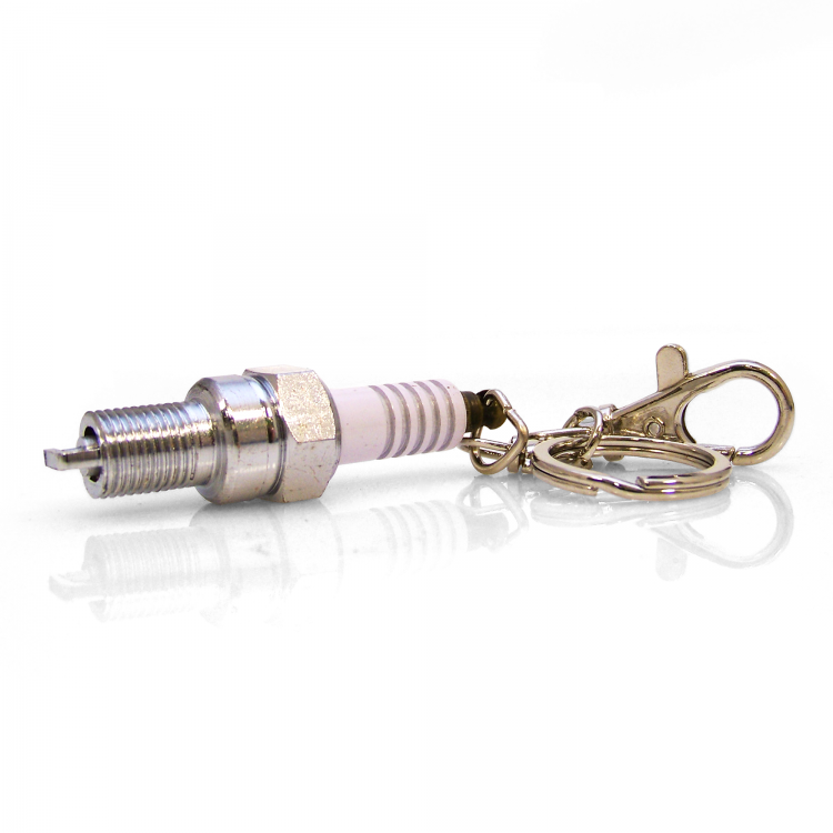 Fashion Spark Plug White LED Keychain Key Chain Ring Key Fob Car Parts Keyring
