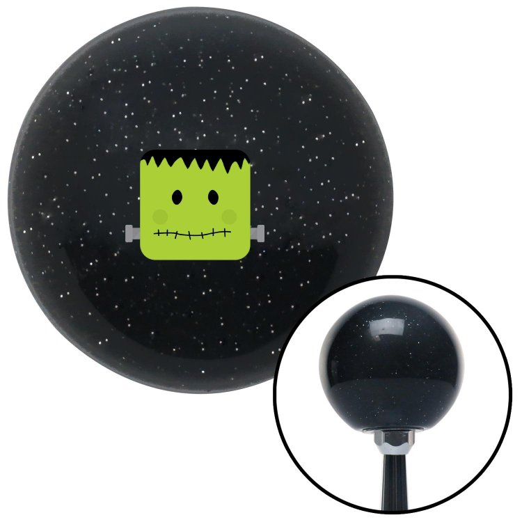 American Shifter 73549 Black Metal Flake Shift Knob with M16 x 1.5 Insert Frankenstein Cartoon Angry 
