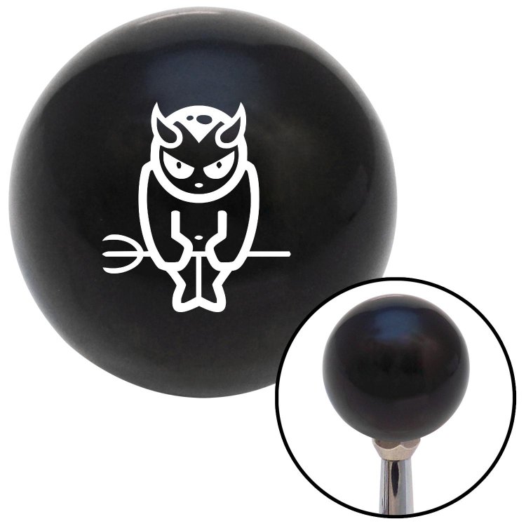 White Devil Holding a Pitch Fork American Shifter 107642 Black Shift Knob with M16 x 1.5 Insert 
