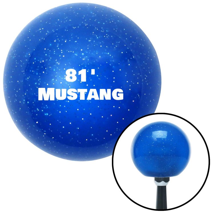 American Shifter 139770 Blue Metal Flake Shift Knob with M16 x 1.5 Insert White 81 Mustang 