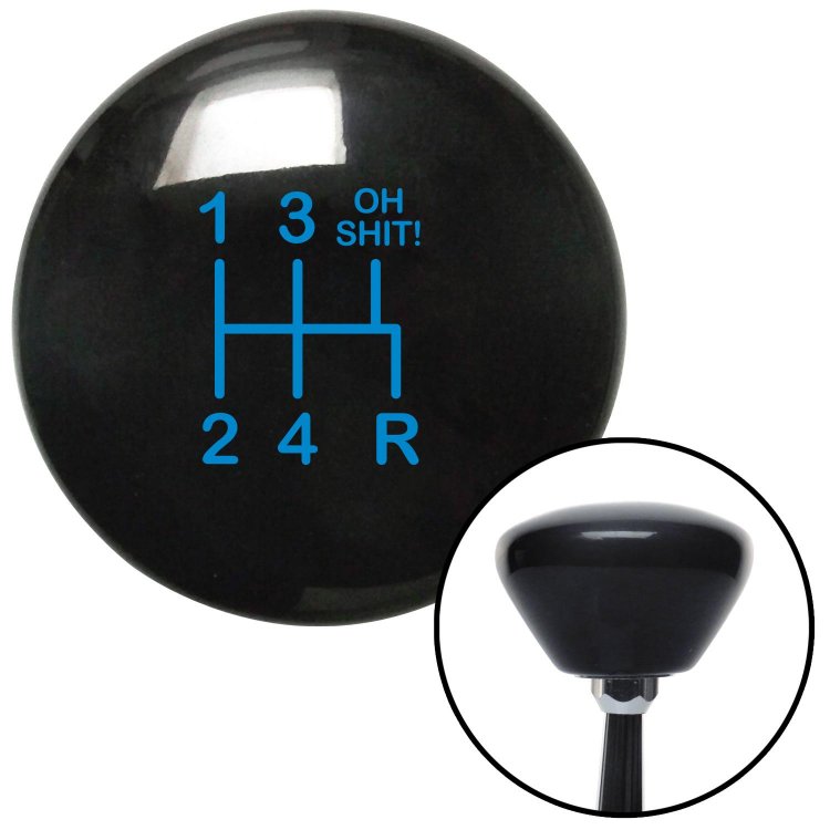Black 5 Speed Shift Pattern - Gas 15 Blue Flame Metal Flake with M16 x 1.5 Insert American Shifter 298366 Shift Knob 