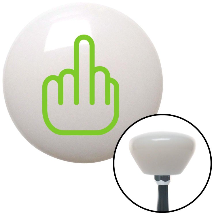 American Shifter 152677 White Retro Shift Knob with M16 x 1.5 Insert Green Smooth Middle Finger 