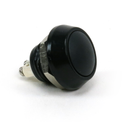 12mm Domed Black Anodized Aluminum Momentary Billet Push Button Switch 2A IP66 - Part Number: AUTSWAM12X