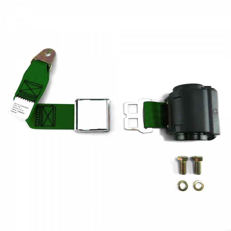 2pt Dark Green Retractable Airplane Buckle Lap Seat Belt w/ Anchor Hardware 