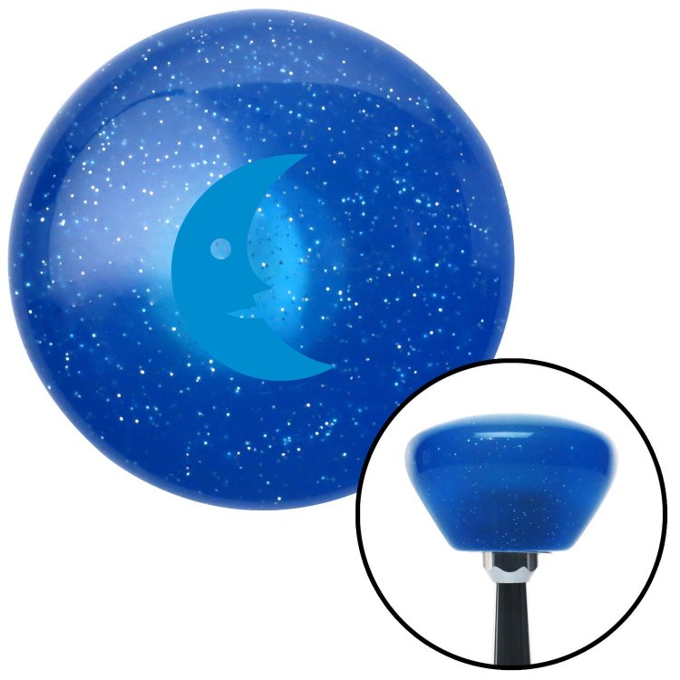 Blue Crescent Moon Blue Retro Metal Flake Shift Knob with M16 x