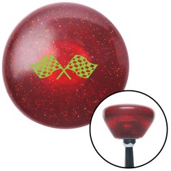 American Shifter 193253 Red Retro Metal Flake Shift Knob with M16 x 1.5 Insert Green Checkered Racing Flags