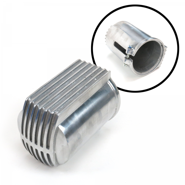 thumbnail image 2 of Speedway Motors Polished Aluminum Finned Engine Oil Filter Cover, 7 Inch Length 2 of 3