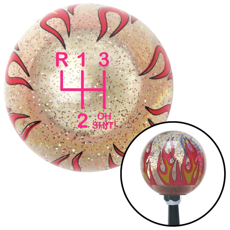 Pink Shift Pattern OS3n American Shifter 235054 Clear Flame Metal Flake Shift Knob with M16 x 1.5 Insert 