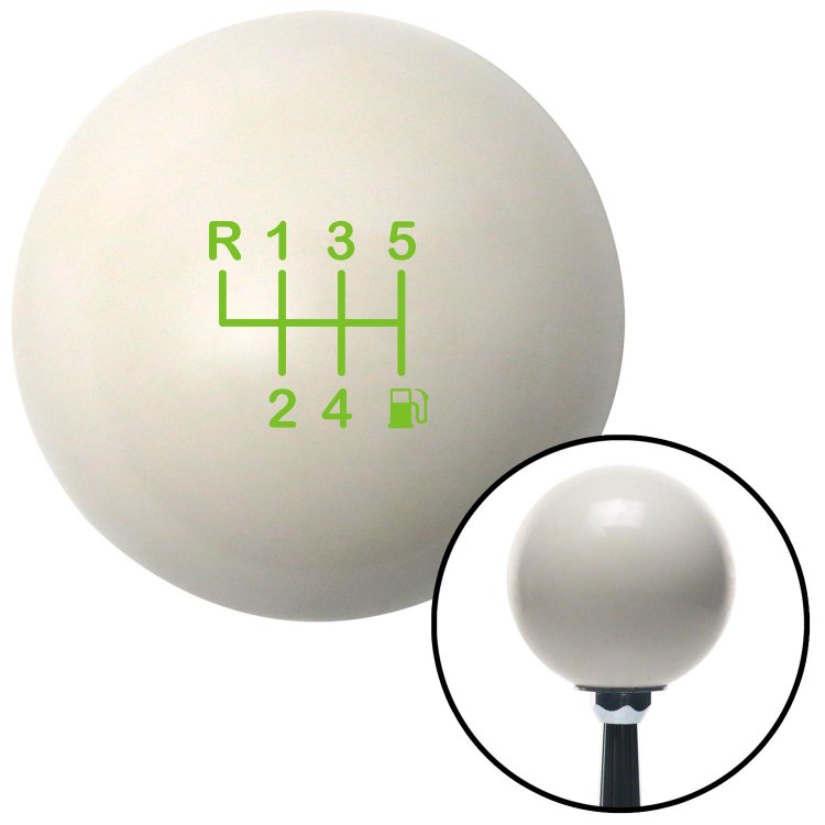 American Shifter 269627 Shift Knob Green 6 Speed Shift Pattern - Gas 20 Ivory with M16 x 1.5 Insert