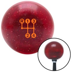 Yellow 5 Speed Shift Pattern - Dots 15 Red Metal Flake with M16 x 1.5 Insert American Shifter 282714 Shift Knob 