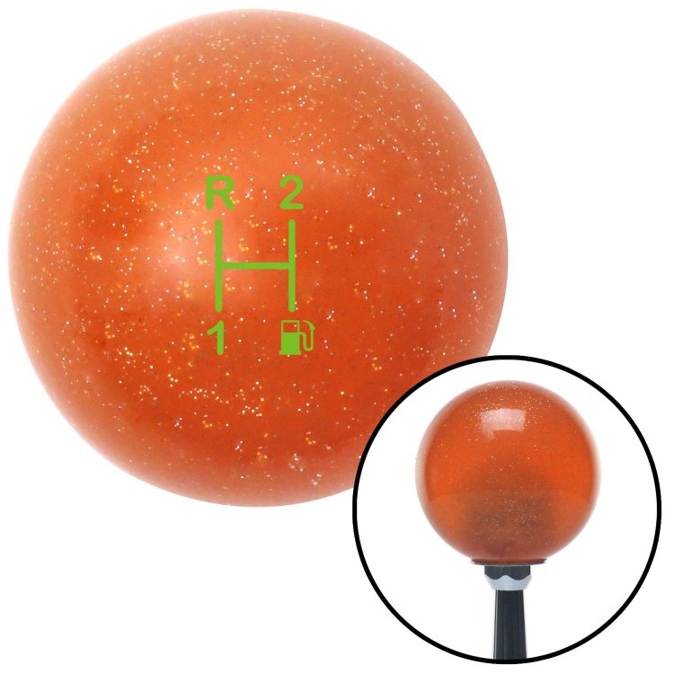 American Shifter 242215 Red Flame Metal Flake Shift Knob with M16 x 1.5 Insert Orange 3 Speed Shift Pattern - 3RUL 