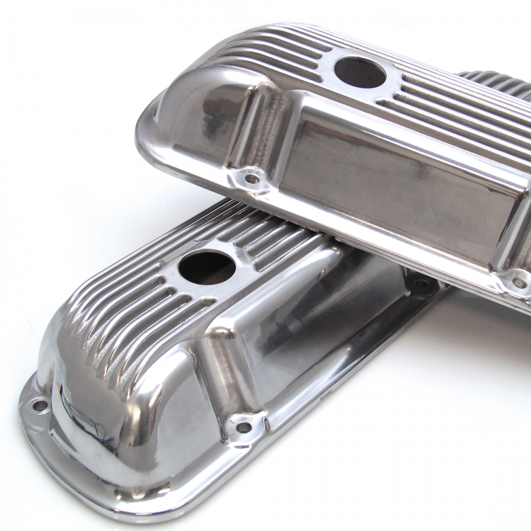 thumbnail image 2 of Gearhead Tall Finned Polished Aluminum Valve Covers For Small Block Ford SBF 302 351W – Full Finned Design 2 of 4