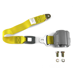 2pt Retractable Yellow Safety Seat Belt Standard Push Button Buckle - Each - Part Number: STBSB2RSYL