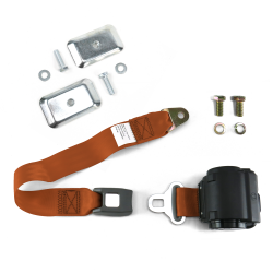 2pt Copper Standard Buckle Retractable Lap Seat Belt w/ Flat Plate Hardware - Part Number: STB2RS76994