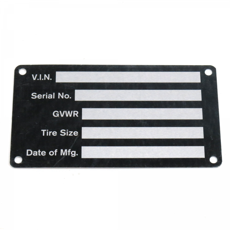 NEW Vin Tag PLATE BLANK SERIAL NUMBER data  identification CAR TRUCK ID TRAILER