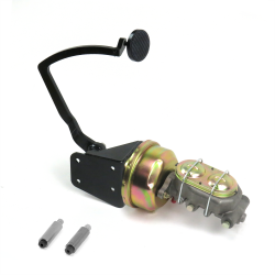 1932 Ford 8” Single Power Brake Pedal Kit VT Drum/Drum 3" Black Billet Pad - Part Number: HEXPKA77D79