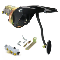 55-59 Chevy Truck 8” Dual Power Brake Pedal Kit ADJ Disc/Disc Small Chrome Oval - Part Number: HEXPKA79070