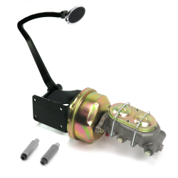 1937-1939 Chevy 7” Single Power Brake Pedal Kit VT Drum/Drum Small Chrome Oval - Part Number: HEXPKA78100