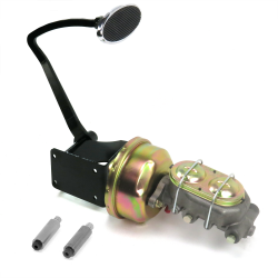 1937-1939 Chevy 7” Single Power Brake Pedal Kit XT Drum/Drum Large Chrome Oval - Part Number: HEXPKA78101