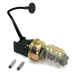 1937-1939 Chevy 7” Single Power Brake Pedal Kit VT Drum/Drum 3" Black Billet Pad - Part Number: HEXPKA78102