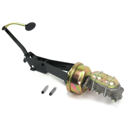 1949-54 Chevy Car 8” Single Power Brake Pedal Kit VT Drum/Drum Small Black Oval - Part Number: HEXPKA7922C