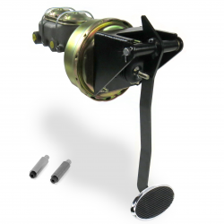 Universal 9” Power Brake Pedal Kit XT Under Dash Disc/Disc Large Chrome Oval Pad - Part Number: HEXPKA7829D