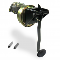 Universal 9” Power Brake Pedal Kit VT Under Dash Disc/Disc Small Black Oval Pad - Part Number: HEXPKA7829F